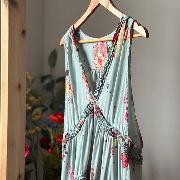 Free People XS Blue Floral Shirt Dress - Picture 3 of 8